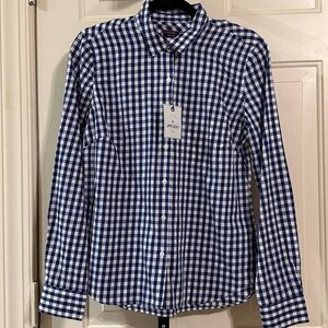 UNTUCKit Women's Blue and White Checkered Button Down Shirt 6